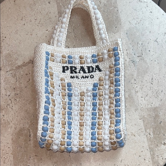 Prada Wooden Bead Raffia Small Tote - Picture 1 of 12